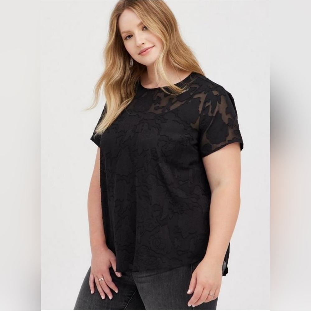 Sheer burnout floral blouse unlined made in  Canada